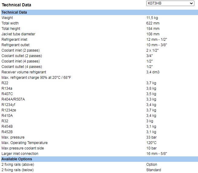 Bình ngưng giải nhiệt nước biển BITZER – K073HB