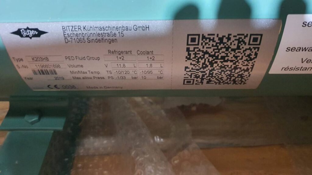 Bình ngưng giải nhiệt nước biển BITZER – K203HB