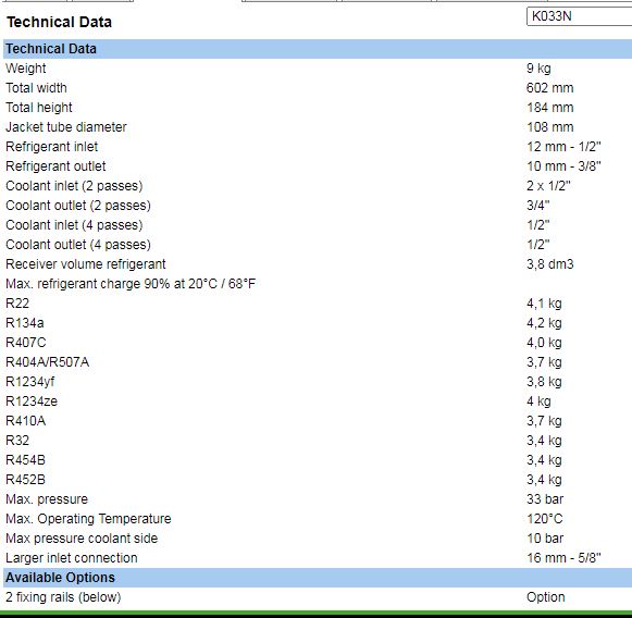 Bình ngưng giải nhiệt nước BITZER – K033N