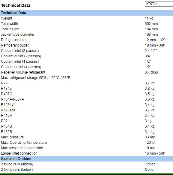 Bình ngưng giải nhiệt nước BITZER – K073H