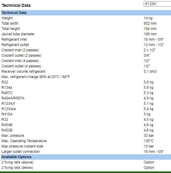 Bình ngưng giải nhiệt nước BITZER – K123H