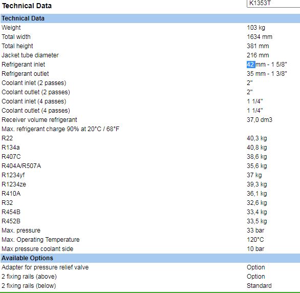 Bình ngưng giải nhiệt nước BITZER – K1353T