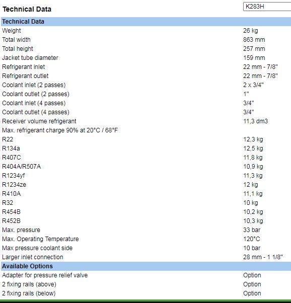 Bình ngưng giải nhiệt nước BITZER – K283H