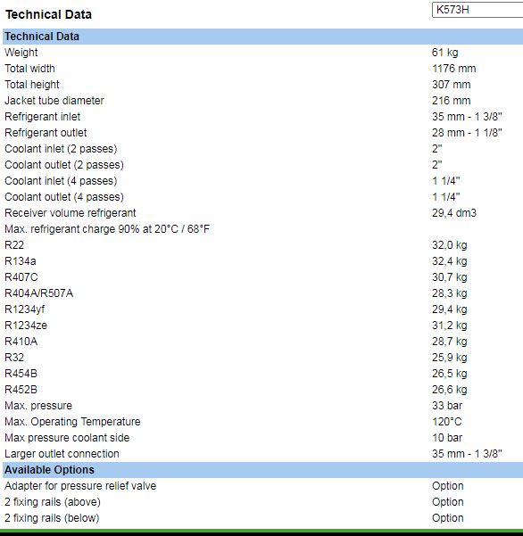 Bình ngưng giải nhiệt nước BITZER – K573H