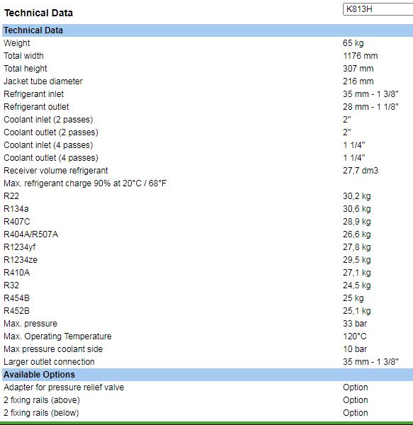 Bình ngưng giải nhiệt nước BITZER – K813H
