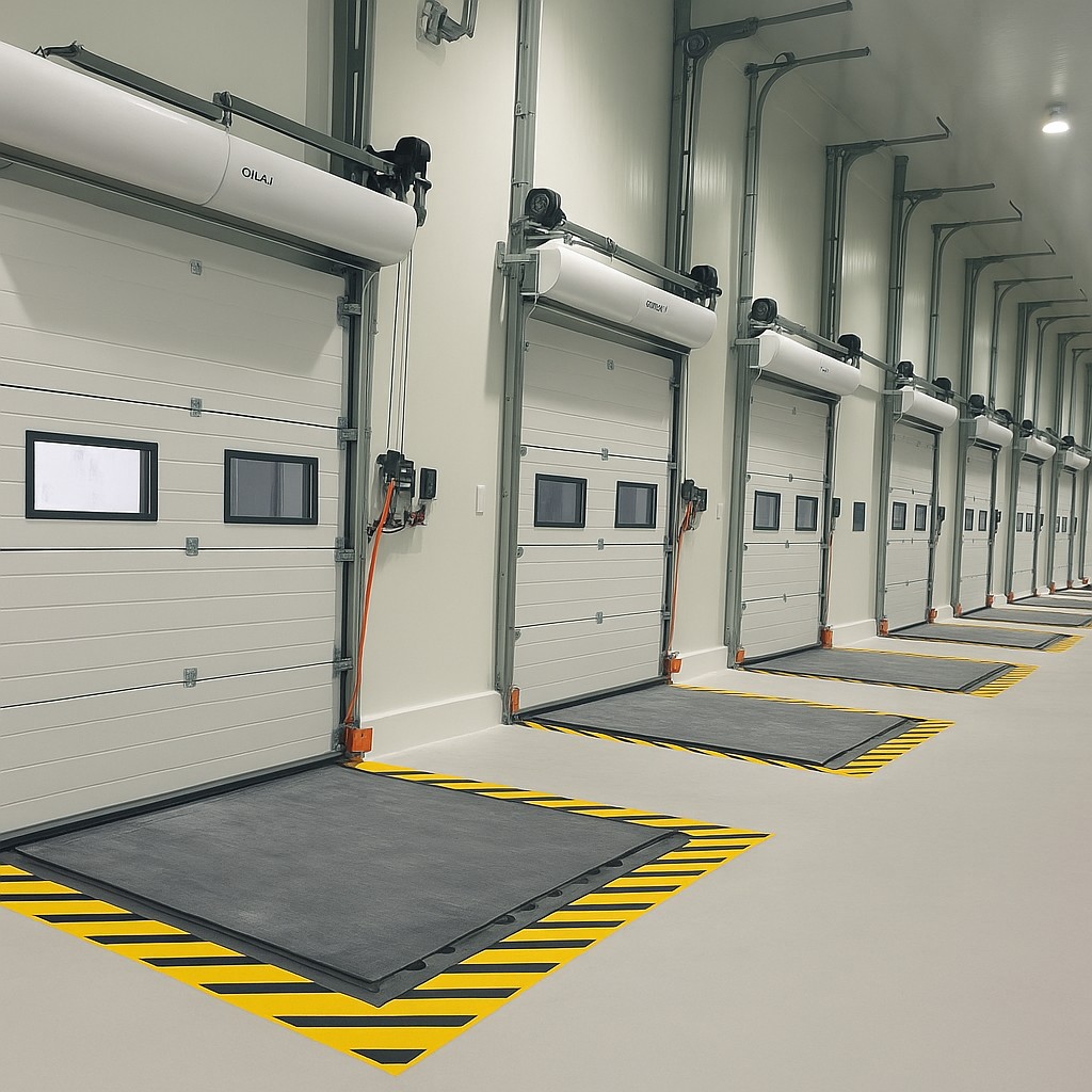 Quạt chắn gió Oulai lắp đặt cùng cửa overhead - trượt trần công nghiệp